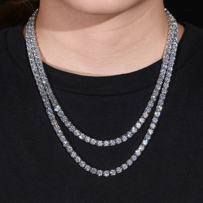 pearde design 925 sterling silver vvs moissanite diamond cluster tennis chain necklace for women 31457697038515